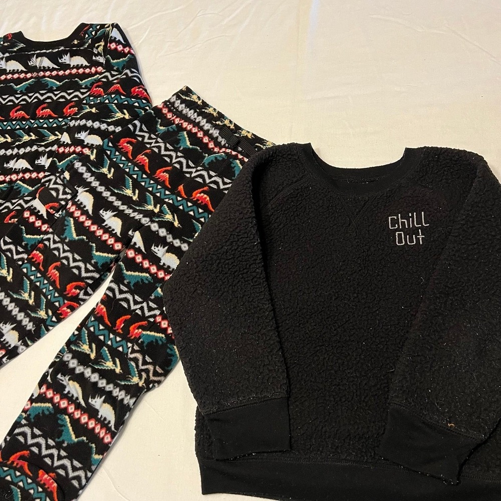 Boys 5t Dinosaur Fleece Set and Sherpa Sweatshirt (2575)